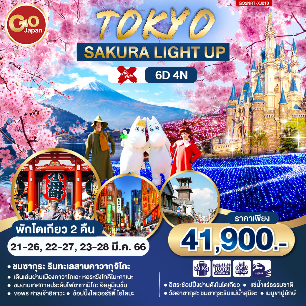 ทัวร์ญี่ปุ่น TOKYO SAKURA LIGHT UP 6 วัน 4 คืน  (XJ) (มี.ค.66)