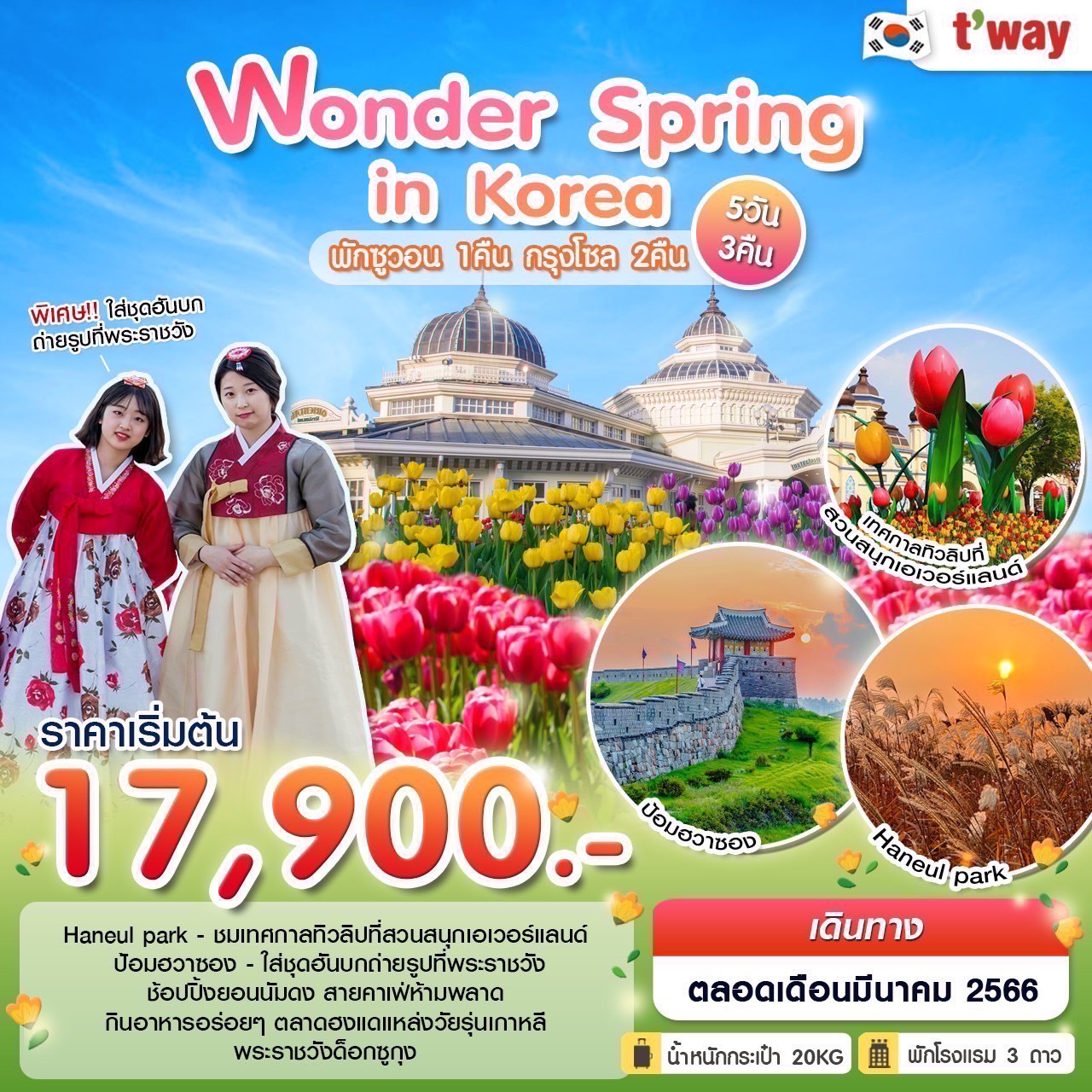 ทัวร์เกาหลีใต้ Wonder Spring in Korea 5 วัน 3 คืน  (TW) มี.ค. 66